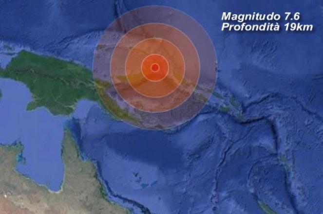 terremoto violento in Nuova Guinea tra Nuova Britannia e Nuova Irlanda