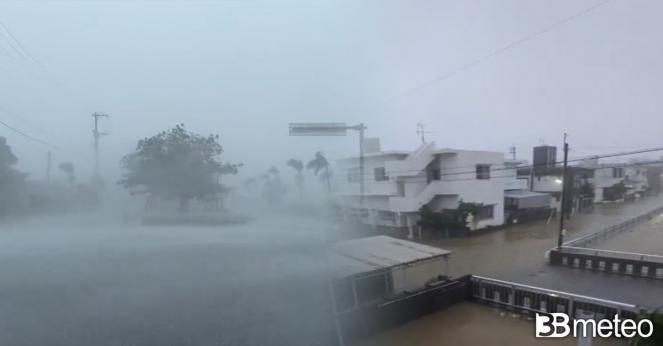 Cronaca meteo mondo - Il tifone Khanun colpisce Okinawa, gravi danni e un morto. Foto e video