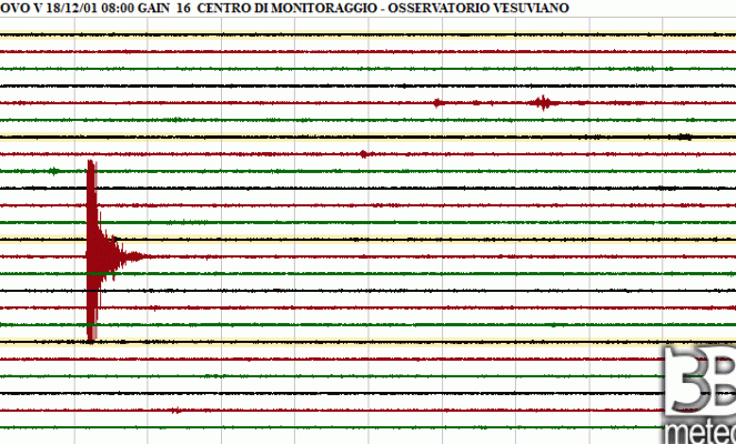Tracciato del terremoto sul Vesuvio di sabato 1 dicembre ore 11.10 circa