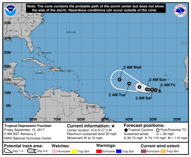 Una nuova depressione, la 14° della stagione minaccerà l'area caraibica la prossima settimana