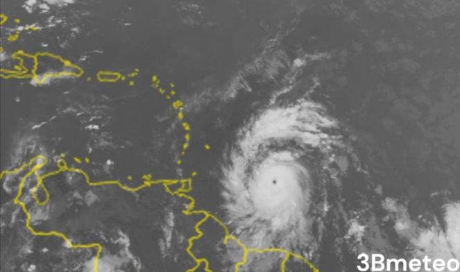 Hurricane Beryl heading towards the Caribbean