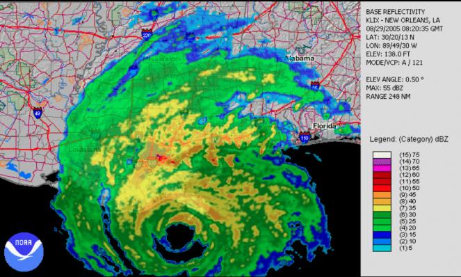 Uragano katrina raggiunge la Louisiana il 29/08/2005
