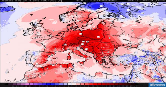 Meteo. Anomala avvezione calda caratterizzerà la prima decade di aprile in Europa