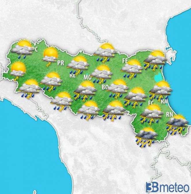 Venerdì temporali diffusi sull'Emilia Romagna