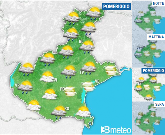 Veneto, tendenza meteo primo maggio 