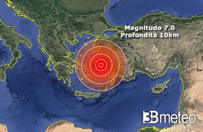 Violento terremoto tra Grecia e Turchia, magnitudo 7.0