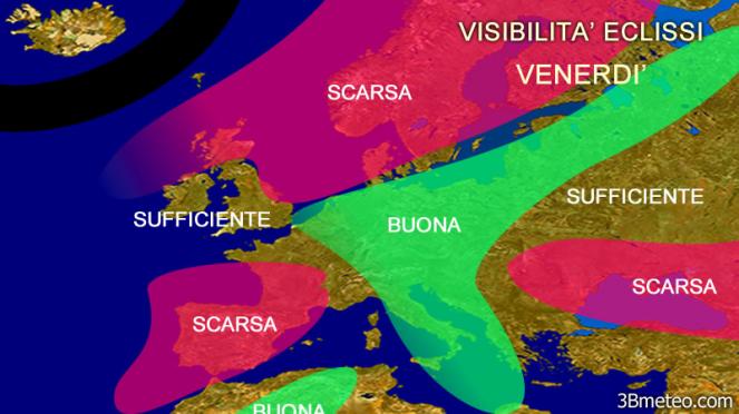 visibilità eclissi in Europa