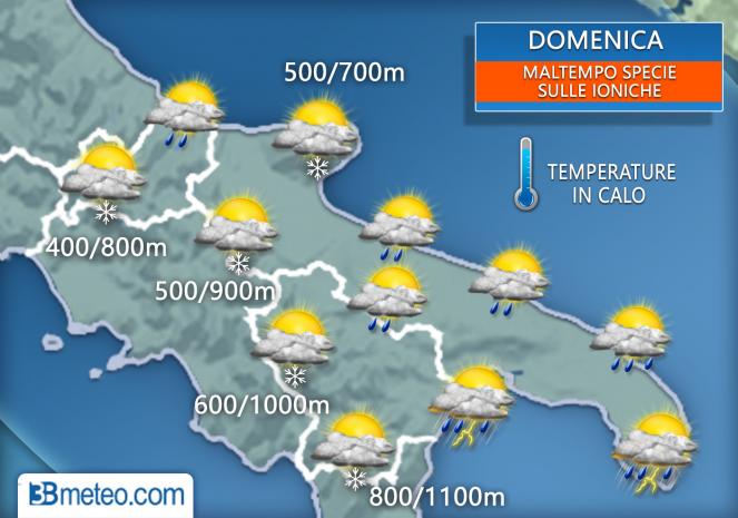 Weekend instabile e via via più freddo sul sudest italico
