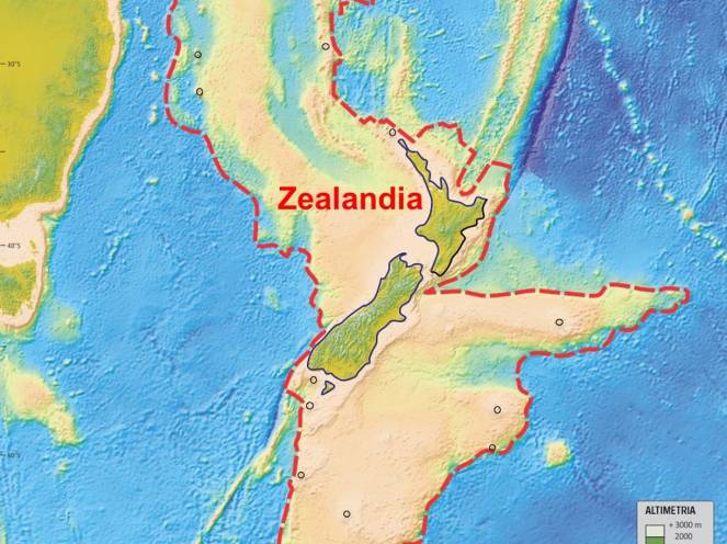 Zealandia ha una superficie di 5 milioni di km quadrati ed è per il 94% sommerso