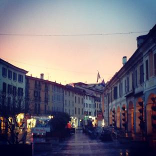 Brescia centro al tramonto