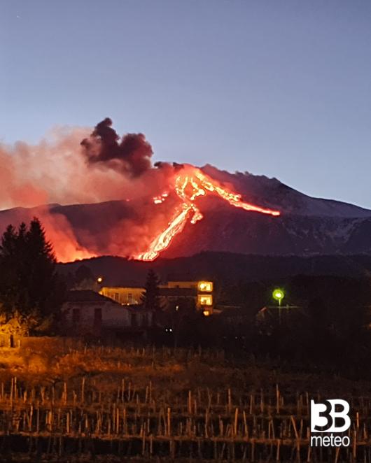 Vista etna in eruzione