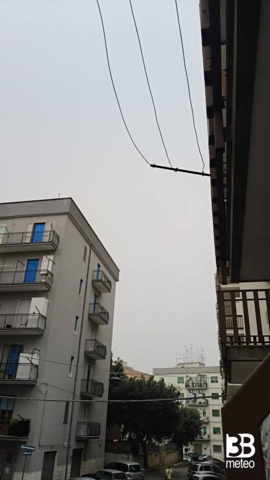 Cielo coperto con pioviggine e nebbia fitta