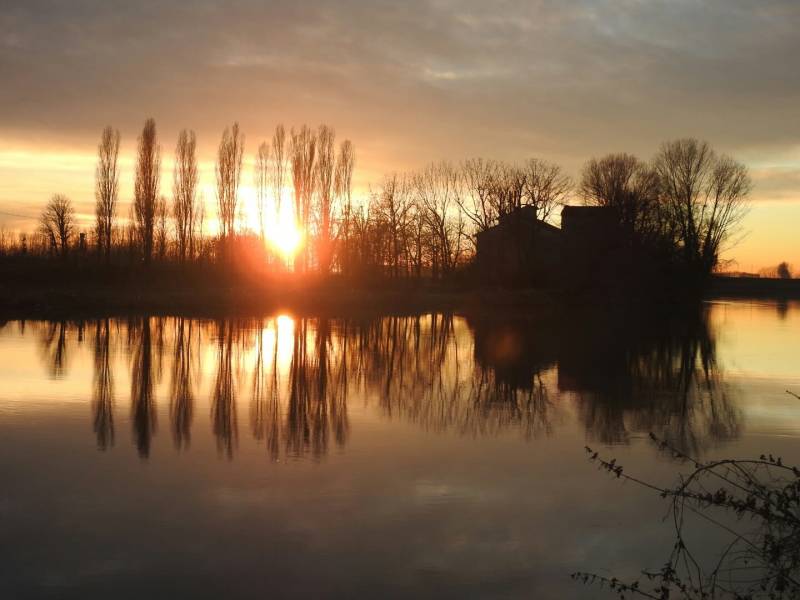 tramonto sul fiume oglio