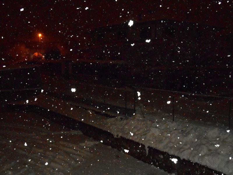 La sera dopo mercoledi 4 febbraio ore 20 nevica a grandi fiocconi 20 cm di neve al suolo ed ancora niente