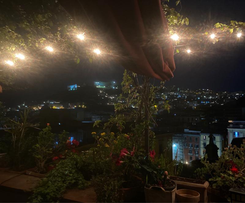 Centro storico terrazza napoletana in fiore