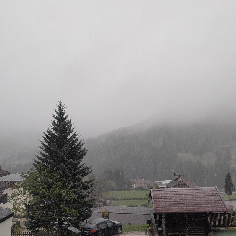 Inizio nevicata a la villa