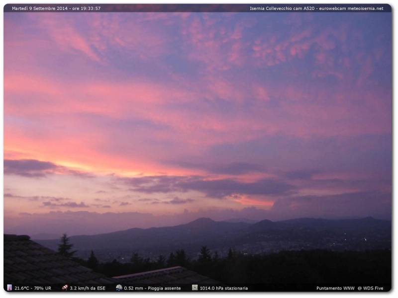 Webcam Isernia Colle Vecchio tramonto