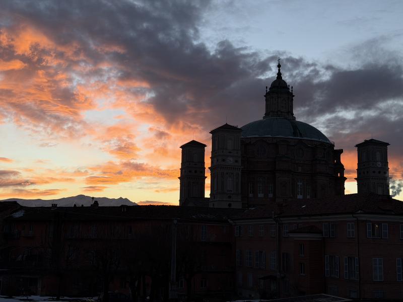 Tramonto sul santuario di Vicoforte