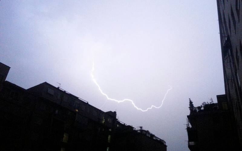 Lightning in the sky