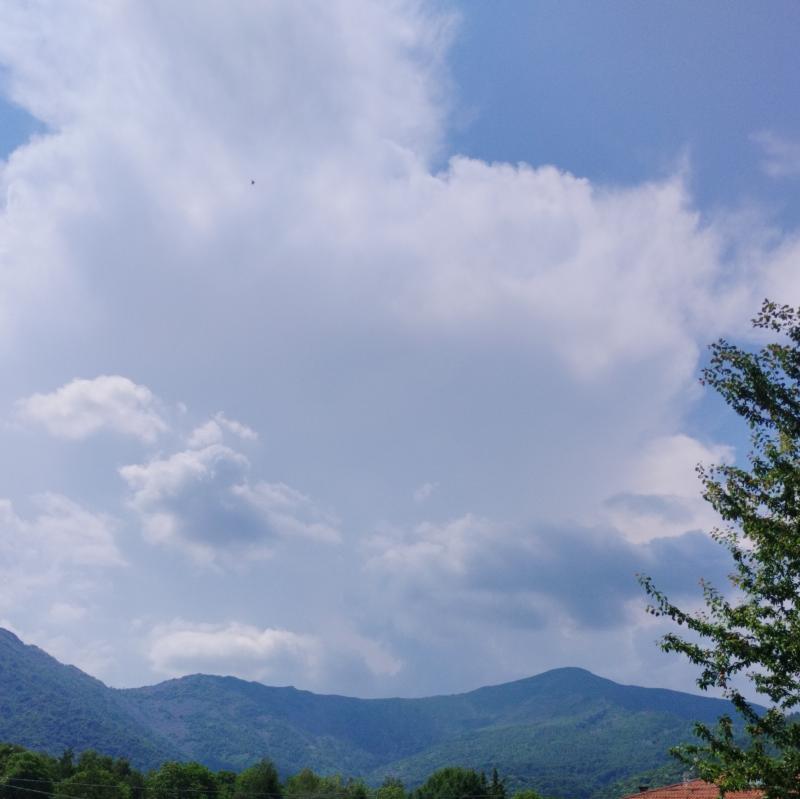Sereno e bello con sole caldo con temporali sono gia arrivati in tempo per il caldo ma ce un po di aria fresca per adesso senza pioggia