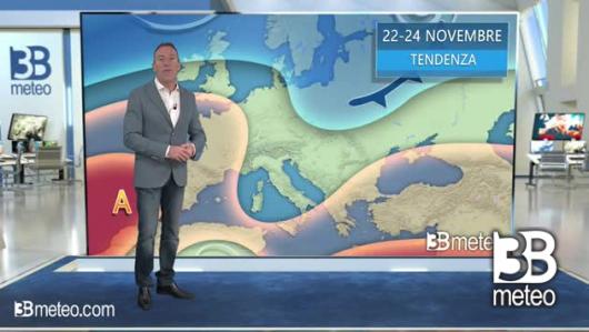 Tendenza meteo per i giorni dal 22 al 24 novembre